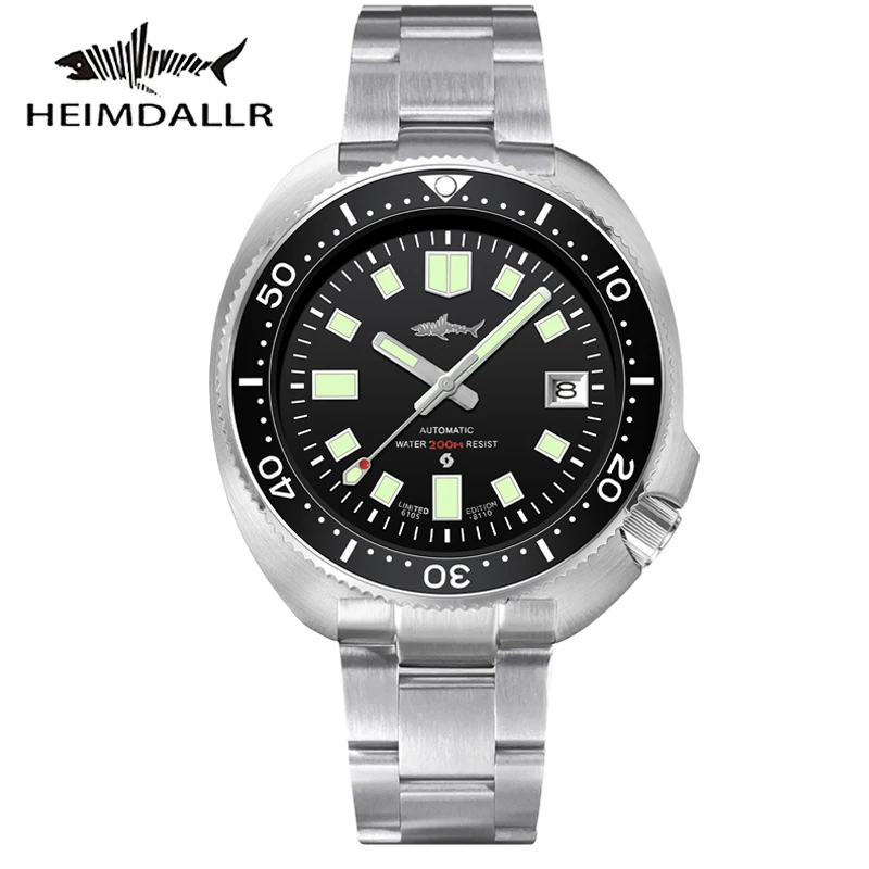 Heimdallr NH35A reloj de buceo automático 44mm 200M impermeable zafiro cerámica bisel C3 relojes luminosos para hombres
