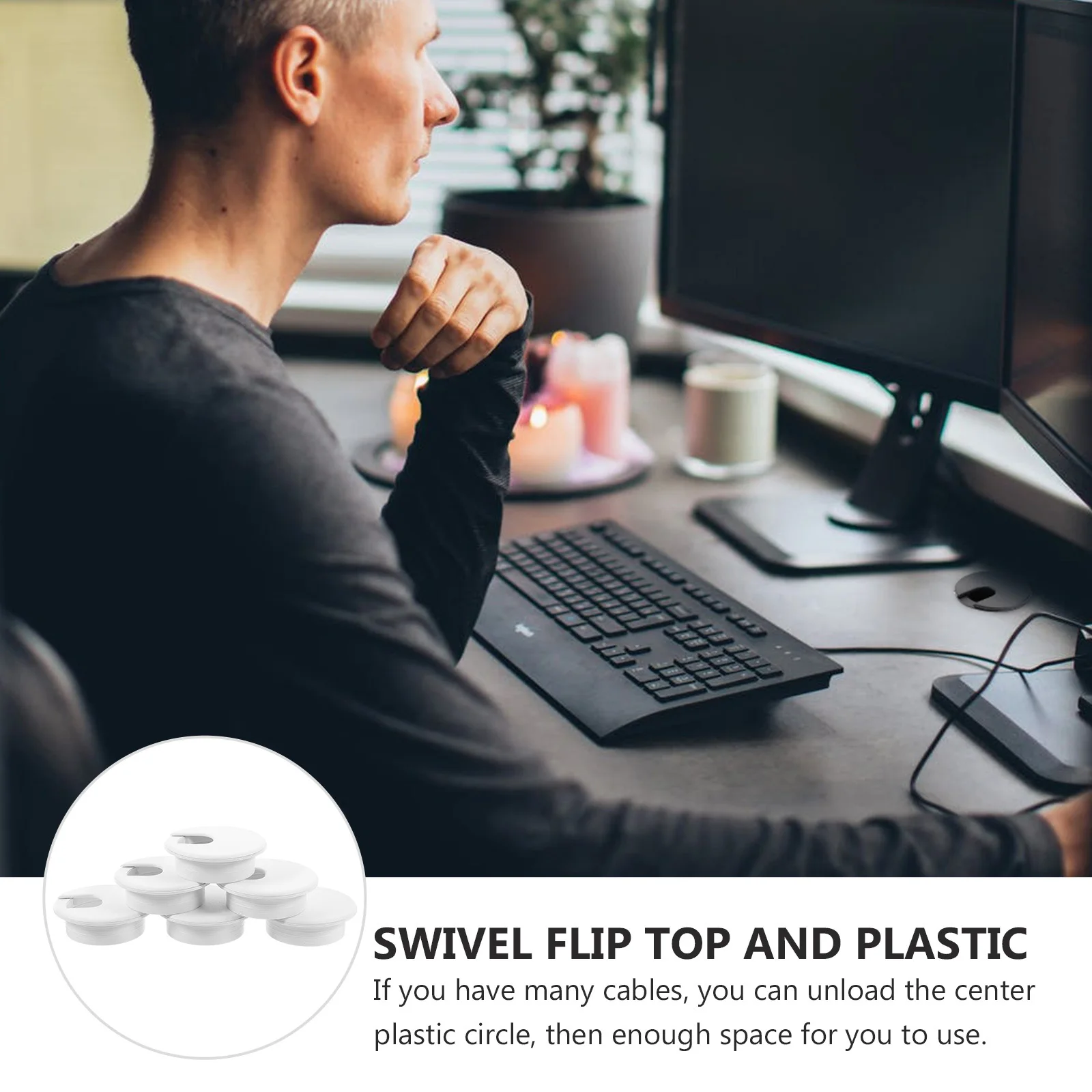 

20Pcs Cable Grommets Wire Hole Covers Durable Longlasting ABS Construction Elegant Design Versatile Furniture Use