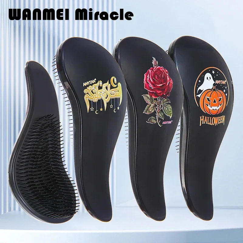 

وردة عدنDetangled Hair Brush Soft Portable Scalp Massage Skull Lucky HairBrush Gentle Wide Teeth Comb StylingTool Halloween Gift