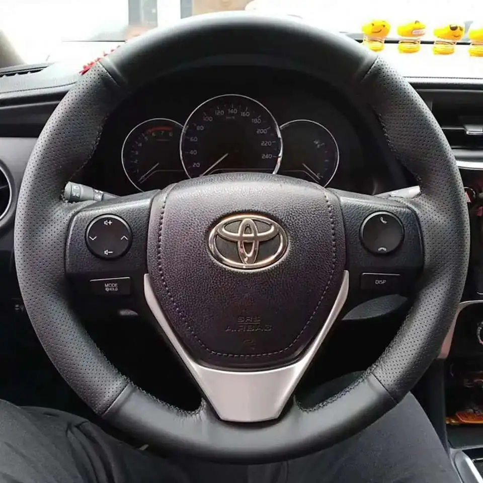 Für Toyota RAV4 2013-2019, Corolla 2014-2019, Auris 2013-2016, Scion IM 2016: Lenkradabdeckung, geflochten, aus Kunstleder. – Detail 1