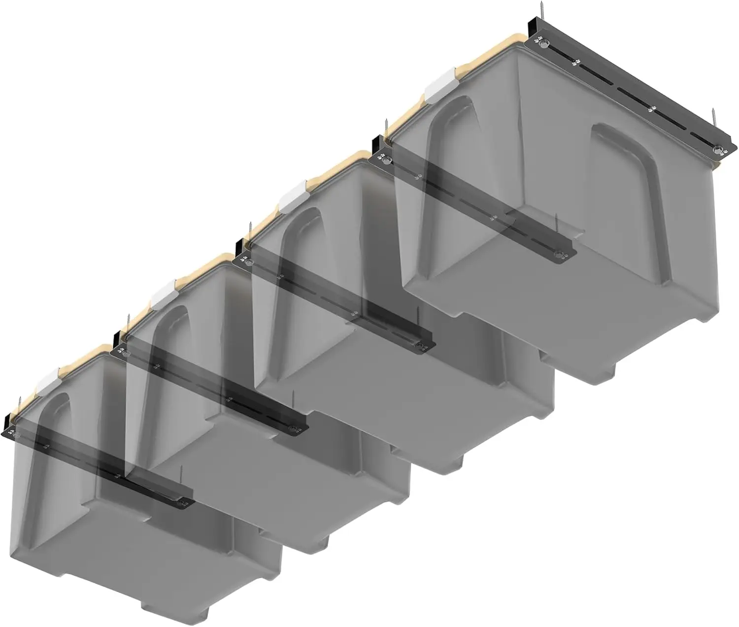 

Потолочные направляющие для хранения вещей, сверхпрочные регулируемые рейлинги для гаражных контейнеров (5 шт. для 4 боксов)