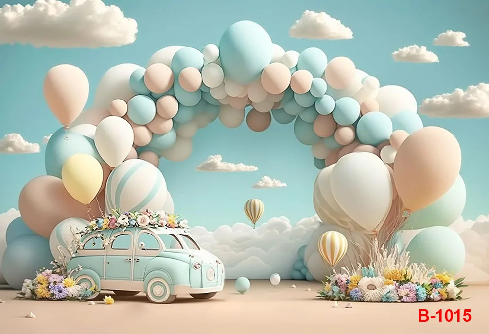 Fotografische Hintergründe für Jungen Geburtstag Kinder Baby party Dekor personal isierte Auto Luftballons Kuchen zerschlagen Hintergründe Foto kabine