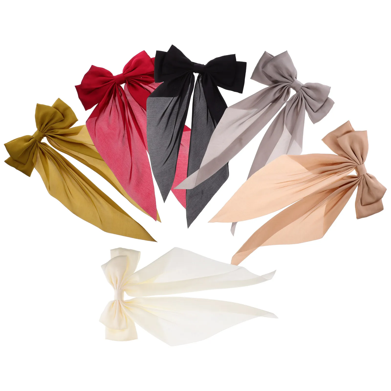 

6 шт. заколок-липучек с лентами для густых волос, держатели для хвоста, большие банты, ленты для волос для женщин и девочек-подростков