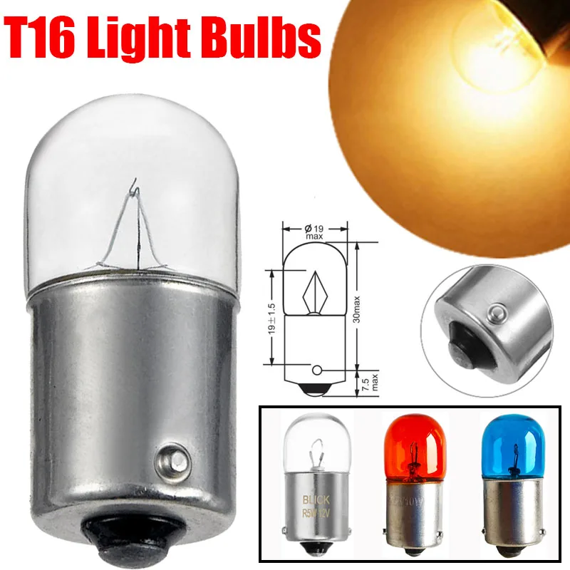 10Pcs T16 BA15S BAU15S 12/24V 5/10W Warm White Car Halogen Bulbs Signal Bulbs Standard Auto Interior Light License Plate Lamps