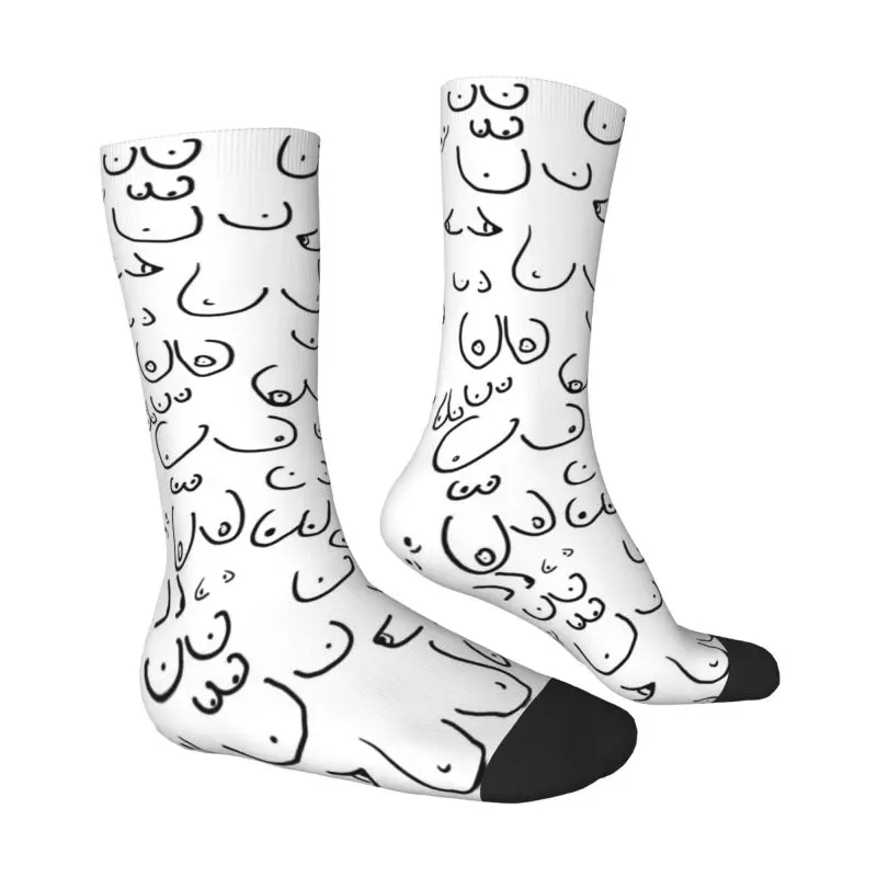 Cute Boobs Linework Line Art Mens Crew Socks Unisex Kawaii 3D Printing Dress Socks