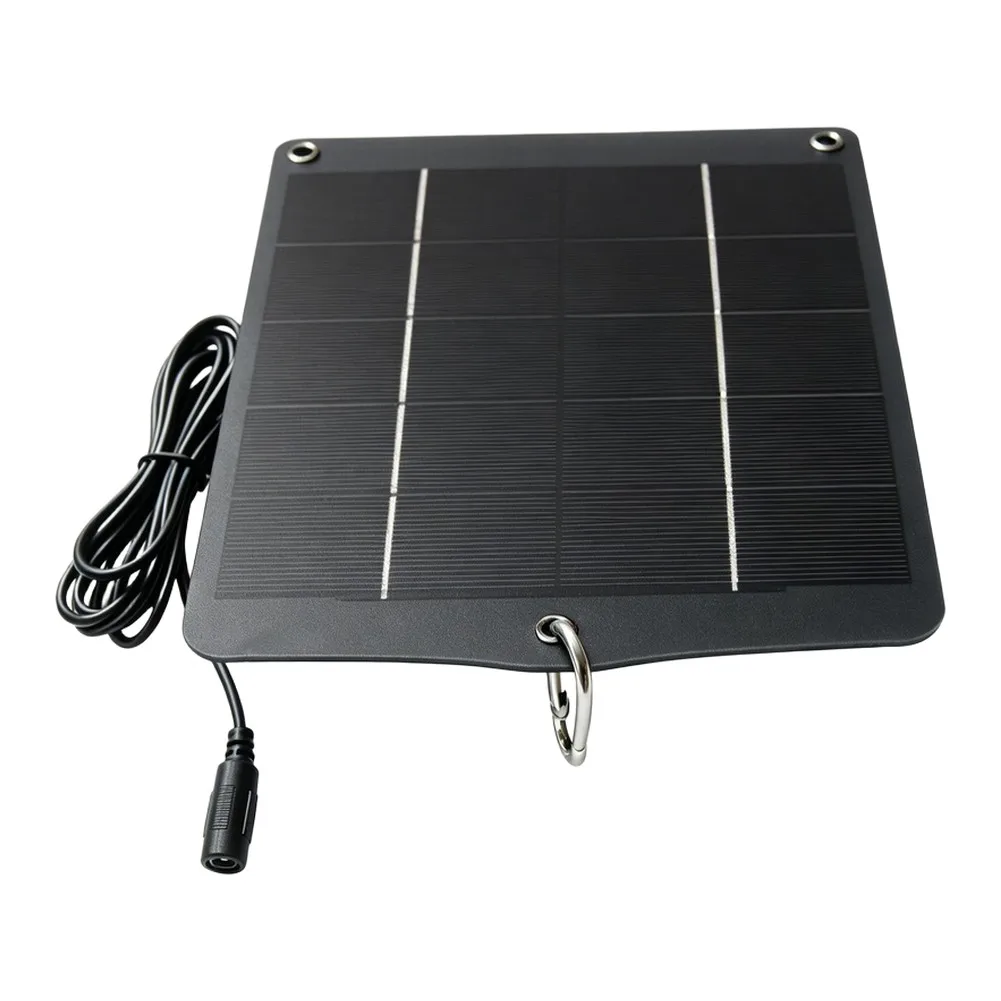 6W Solar Panel for USB Charging Devices 5V Output Monocrystalline Silicon Lightweight Weather Resistant Black 210x170mm