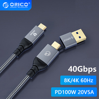 ORICO 40Gbps USB C Cable 8K @60Hz HD PD100W Fast Charging Wire Cord USB 3.0 to USB C Braid Line for Macbook Thunderbolt 4 PS4