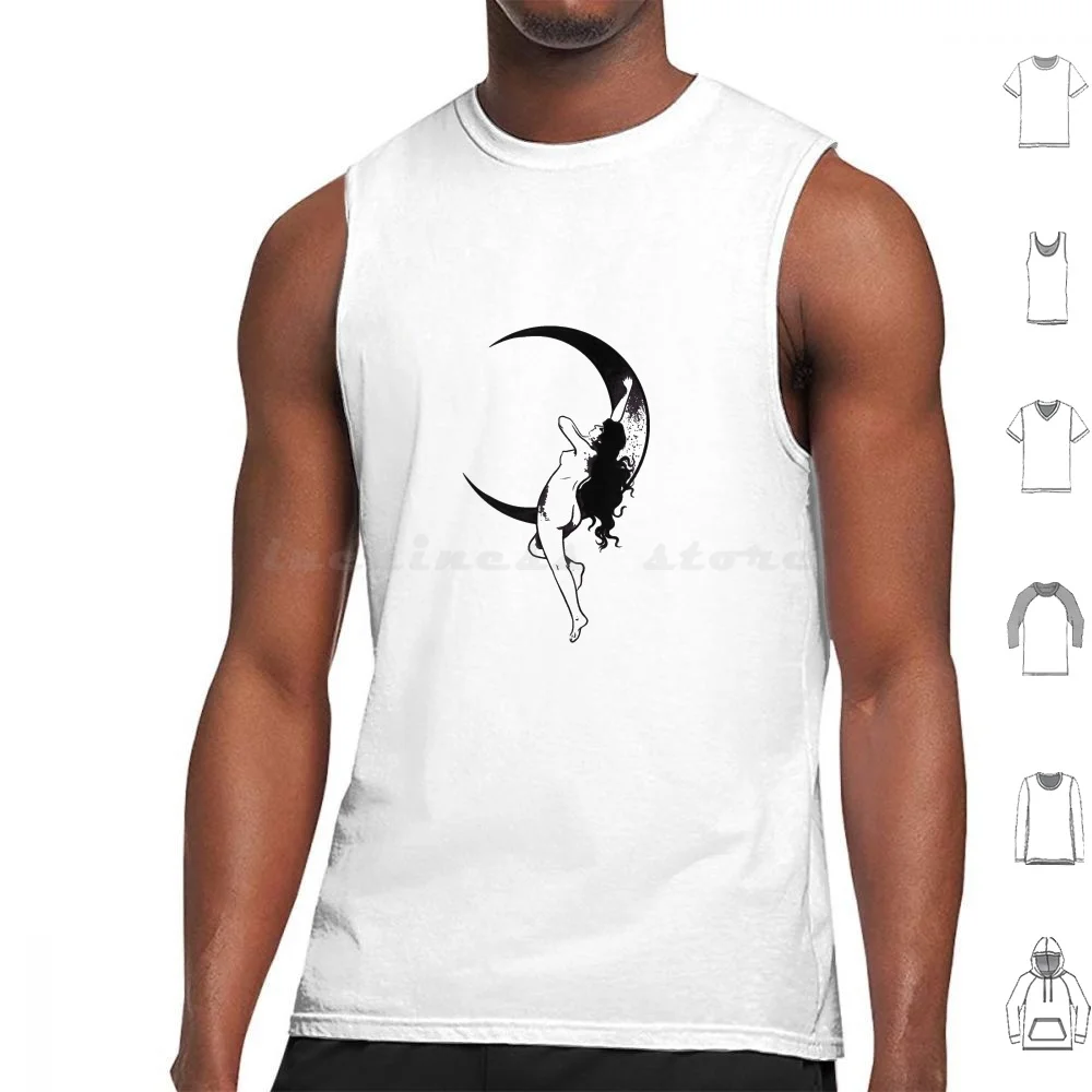 Witch Tank Tops Vest Sleeveless Blackwork Female Feminine Girl Moon Esoteric Magic Witch Mysticism