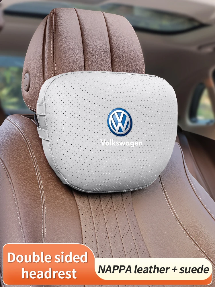 Car Suede Leather Headrest Neck Support Seat Lumbar Cushion Neck Pillow For Volkswagen Golf Passat Touareg Magotan Tiguan Touran