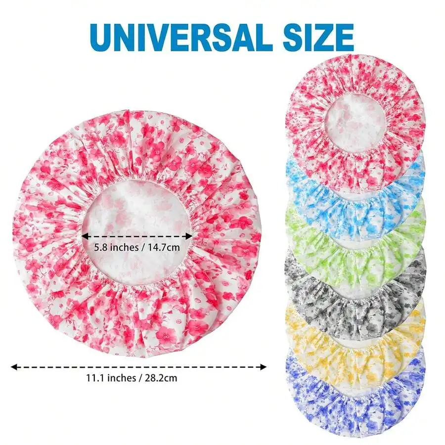 

6 Pcs Reusable Waterproof Shower Caps For Women Elastic Bath Hair Caps Candy Color