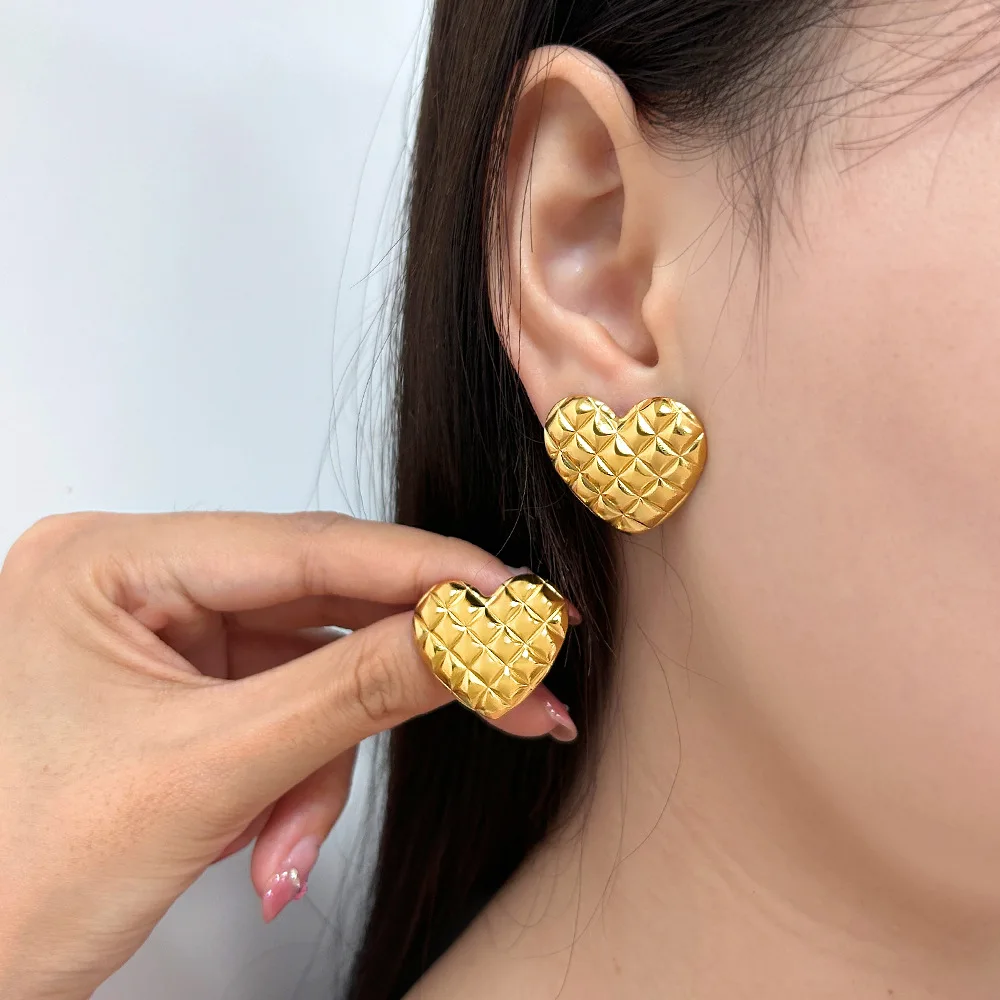 DIY accessories 316 ear needles high-end exaggerated love stud earrings petals irregular stainless steel earrings women's trend