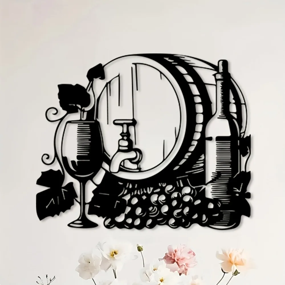CIFBUY Iron Wall Art Wine Grapes Metal Wall Sculpture Hanging Decor For Home Indoor Outdoor Valentine Gift Wall Art