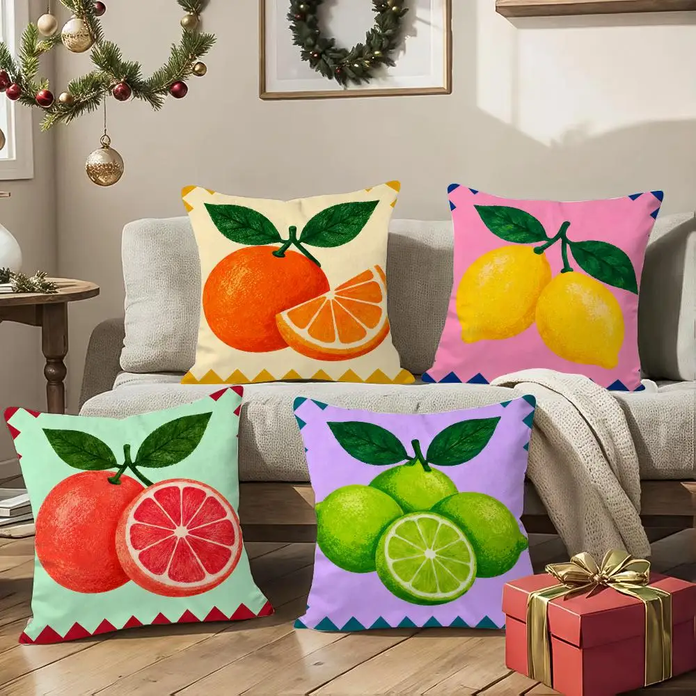 Orange Lemon Apple Cushion Cover Square Decorative Sofa Pillow Case Bedroom Living Room Home Decor Gift