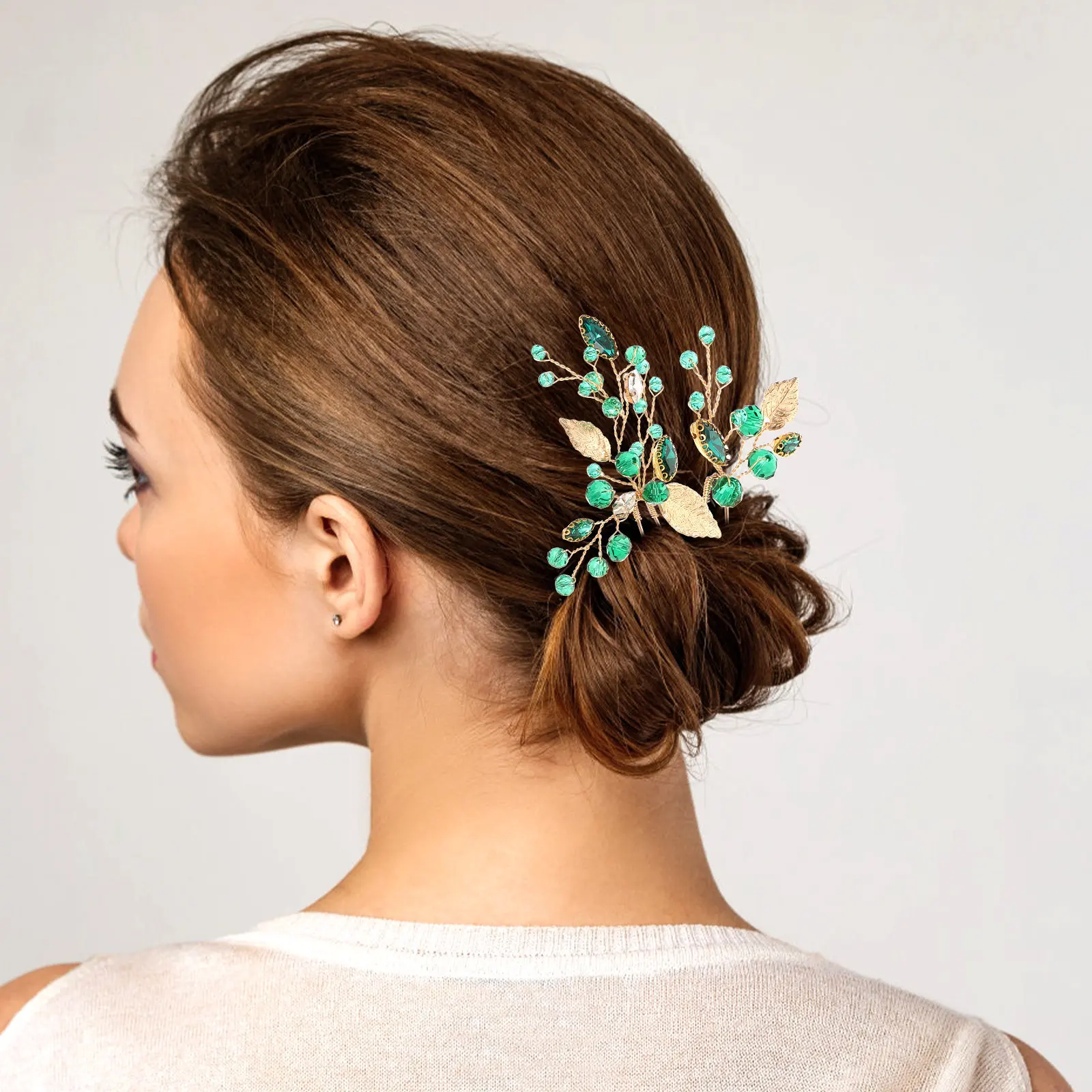 3Pcs Bridal Leaf Hairpins Wedding Hair Accessories for Women Fine Polished Lightweight Prom Bridesmaid Hair