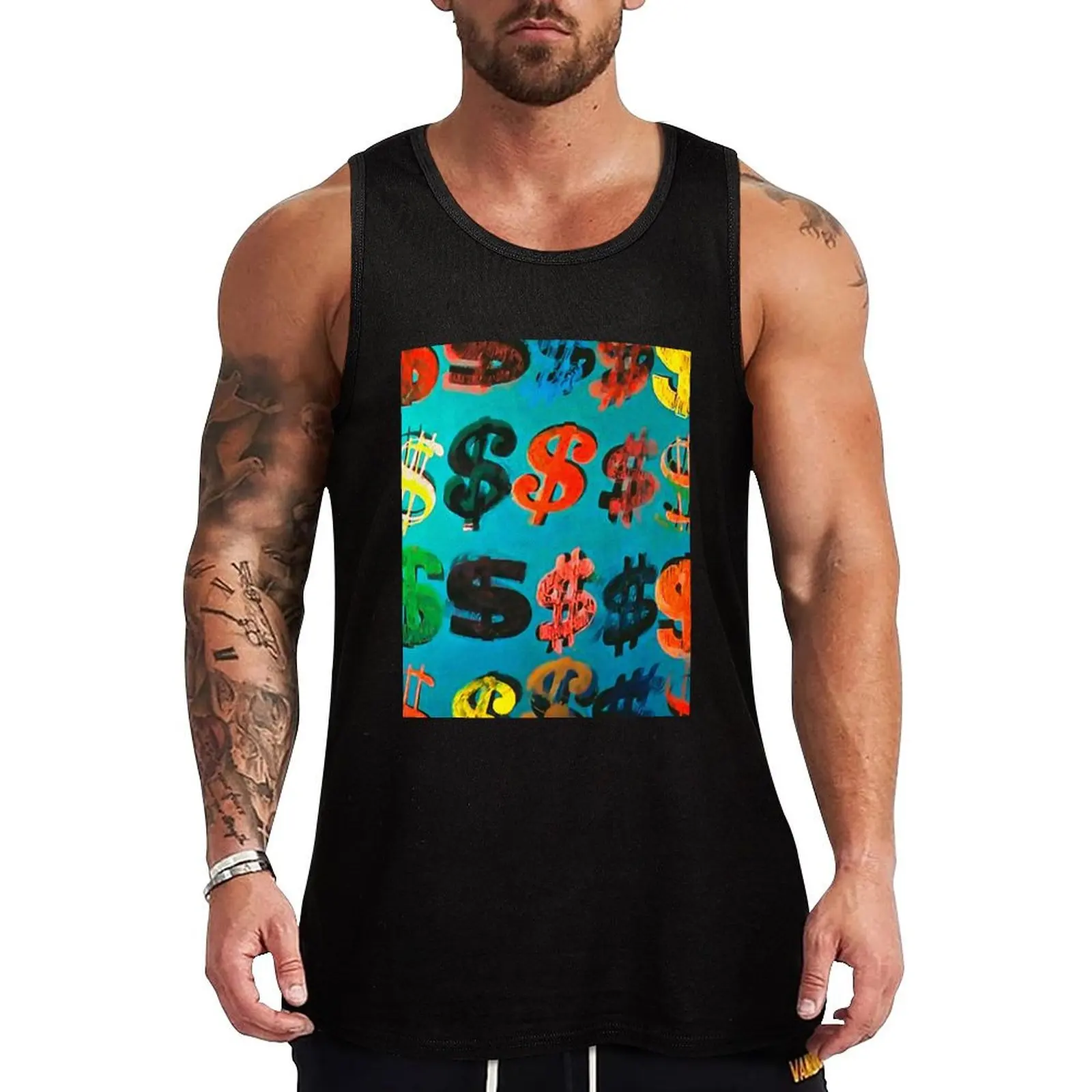 

Andy Warhol Dollar Sign Tank Top fashion 2025 man sleeveless tshirts for men