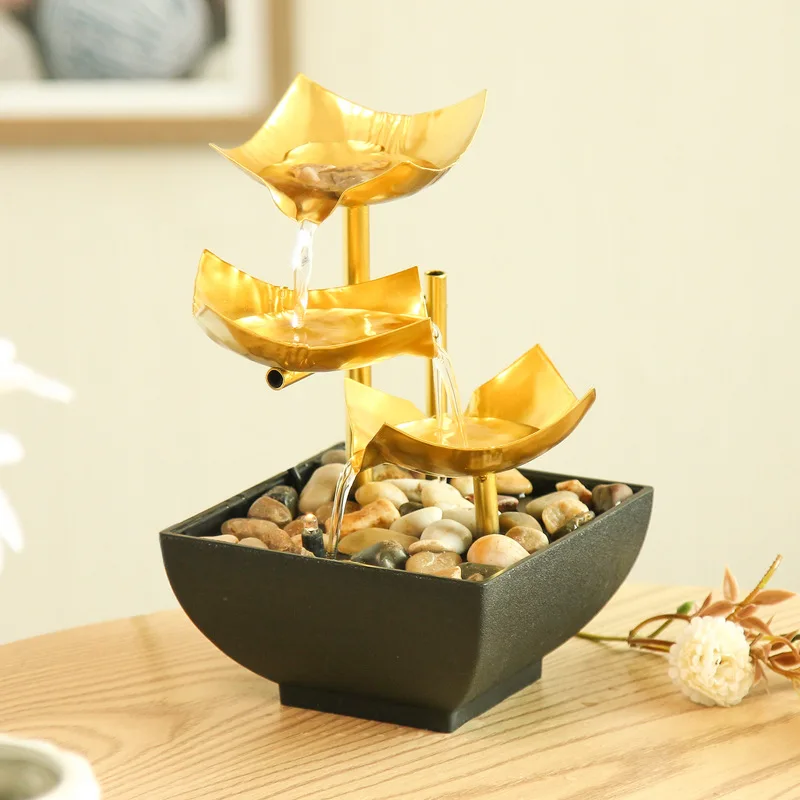 Creative Tabletop Waterfall Fountain Led Light Feng Shui Water Fountain Indoor Ornaments Office Home Decor Gifts Drop Shipping