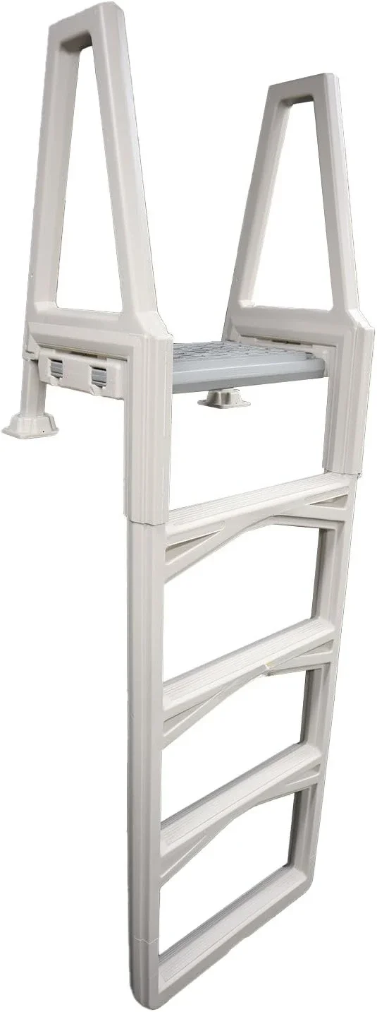 46 to 56 Inch Adjustable Above Ground In-Pool Deck Ladder 250 LBS Capacity Straight InPool Step System 10 LBS Sand Fillable Base Deck Mounting Platform