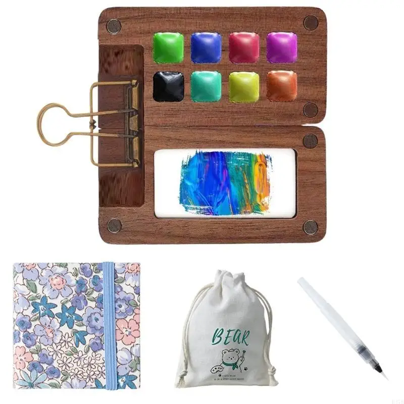 

H37B 8/15 Color Portable Sketchbook Palettes Travel Watercolor Set Palettes Paint Box