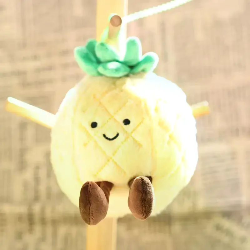 

1pc Cartoon Keychain Plush Toy Car Pendant Bag Gift Fruit Strawberry Cute Eggplant Simulated Girl Trinket Jewelry Pineapple