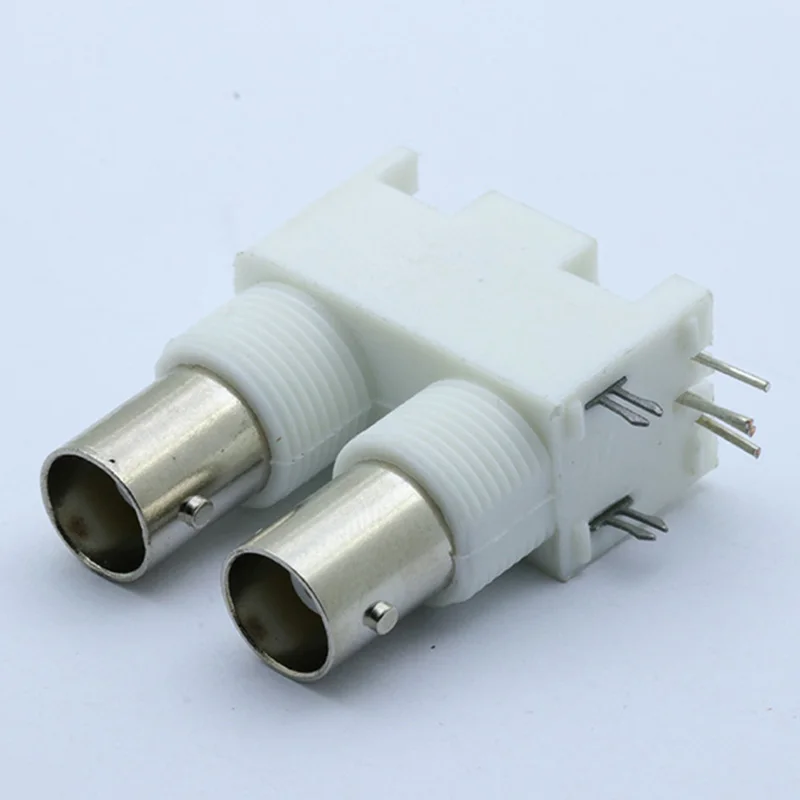 1pc BNC Double Female Right Angle Panel Mount Connector PC Board PCB Mount BNC Female Socket Connector Adapter for CCTV Camera