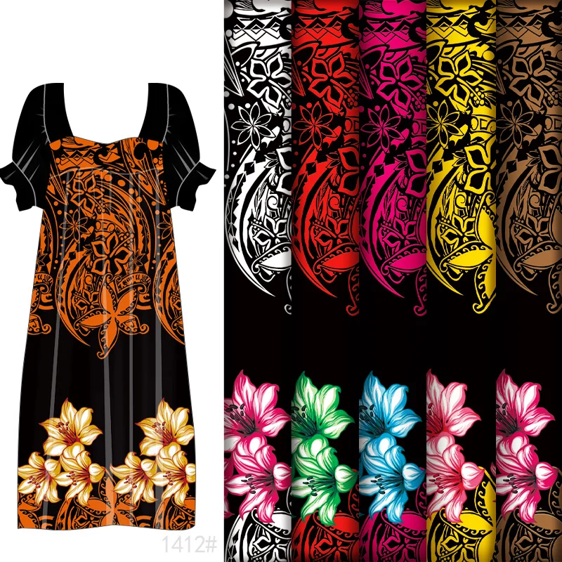 

Digit Print Fabric Design Polyester Floral Printed Micronesian Skirt Fabrics by the Yard