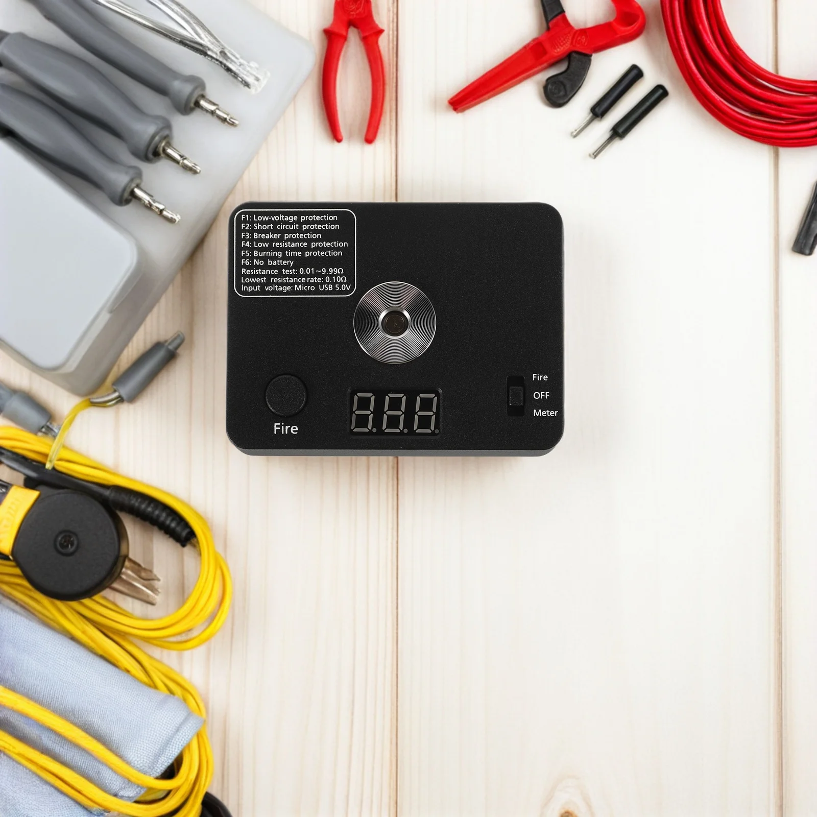 Tester di resistenza Strumento di misurazione dell'edificio della bobina Piattaforma di circuito Nero Elettrico Ohm