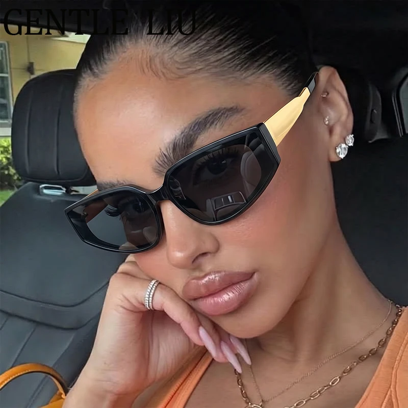 

Punk Cat Eye Sunglasses Women 2026 Luxury Brand Vintage Designer Bold Wide Temple Sun Glasses For Ladies Driving Hip Hop Eyewear