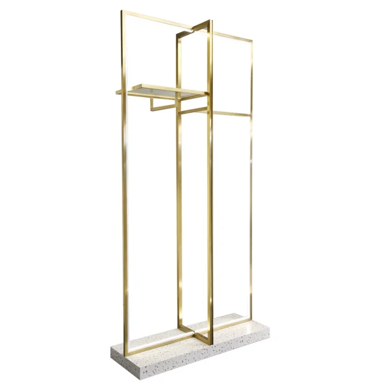 CustomLuxury Store Shopping Fitting Wall Clothing Display Racks Clothes Stand Shelves For Retail Store Furniture