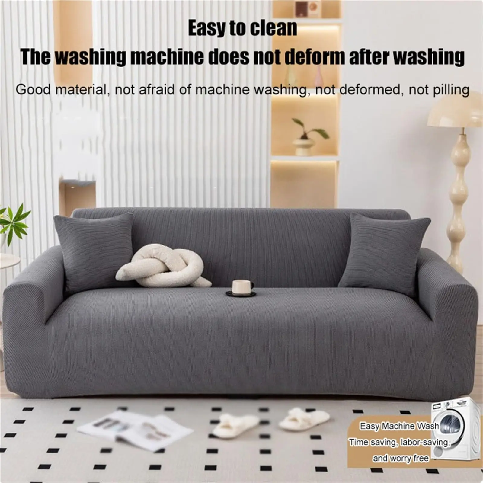 High‑Stretch Jacquard Sofa Cover, 360° All‑Inclusive Elastic Couch Slipcover, Machine‑Washable Anti‑Slip Furniture Protector