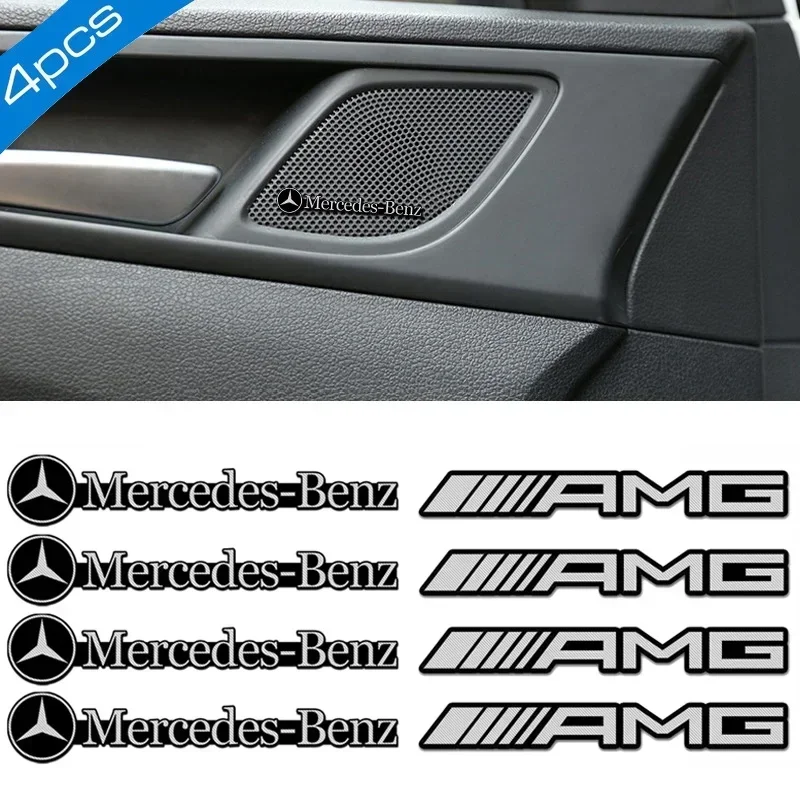 4 Pieces/set of Modified Car Logo Audio Stickers Suitable for Mercedes Benz A B C E G-Class AMG W176 W166 W124 W211