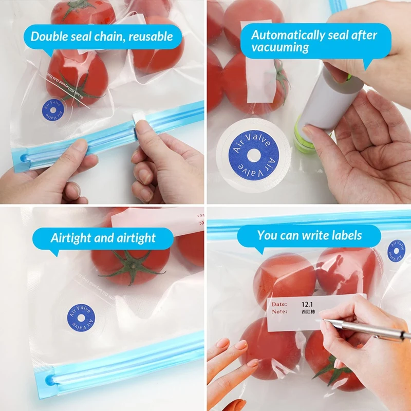 M12ksous Vide Bags, With Air Valve, Double-Layered Food Storage For Cooking, Food Storage, And Microwave Heating.