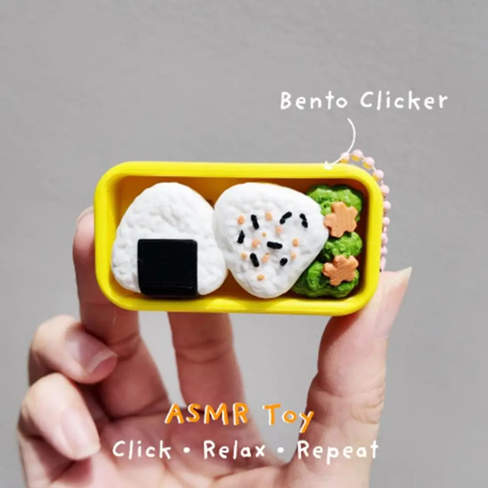 Plastic Imitation Sushi Clicker Keychain Clickable Buttons Bead Chain Food Keychain Rice Ball Fidget Clicker