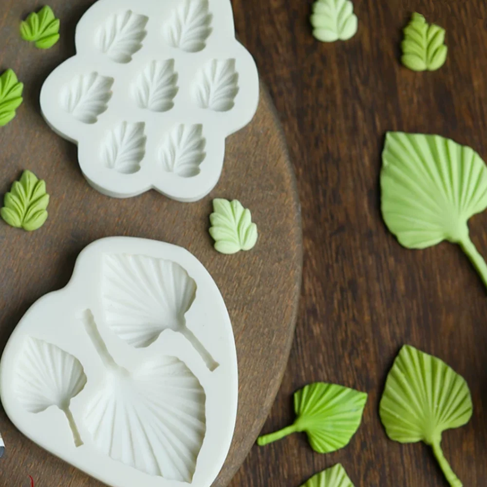 Multi Pattern Leaf Shape Mold Ginkgo,Maple,Banana Leaf Veining Silicone Mold,Succulent Silicone Mold DIY Clay,Fondant Handicraft