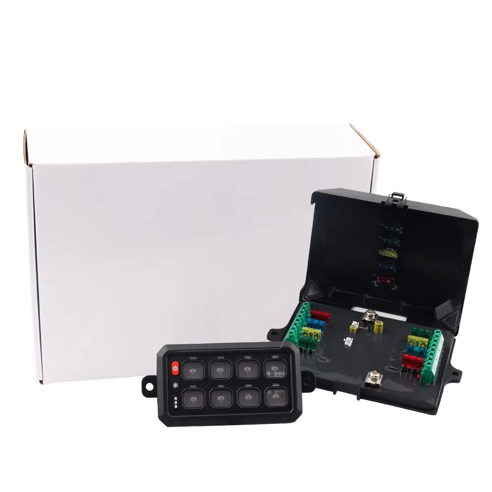 

Vehicle 8 Gang Switch Panel Multi-Function Circuit Control Relay System Box for Cars Truck Boat Off-road RV ATV UTV 4X4 4WD