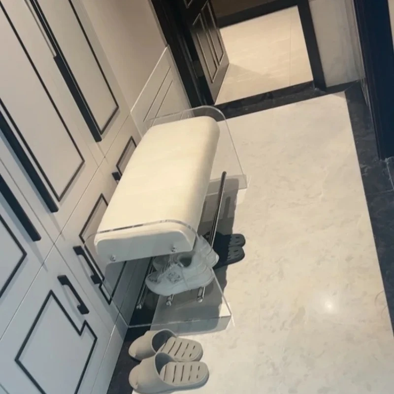 Home Unique Nordic Acrylic Bench Stool Doorstep Transparent Shoe Changing Stools Bedroom Cloakroom Minimalist Makeup Furniture