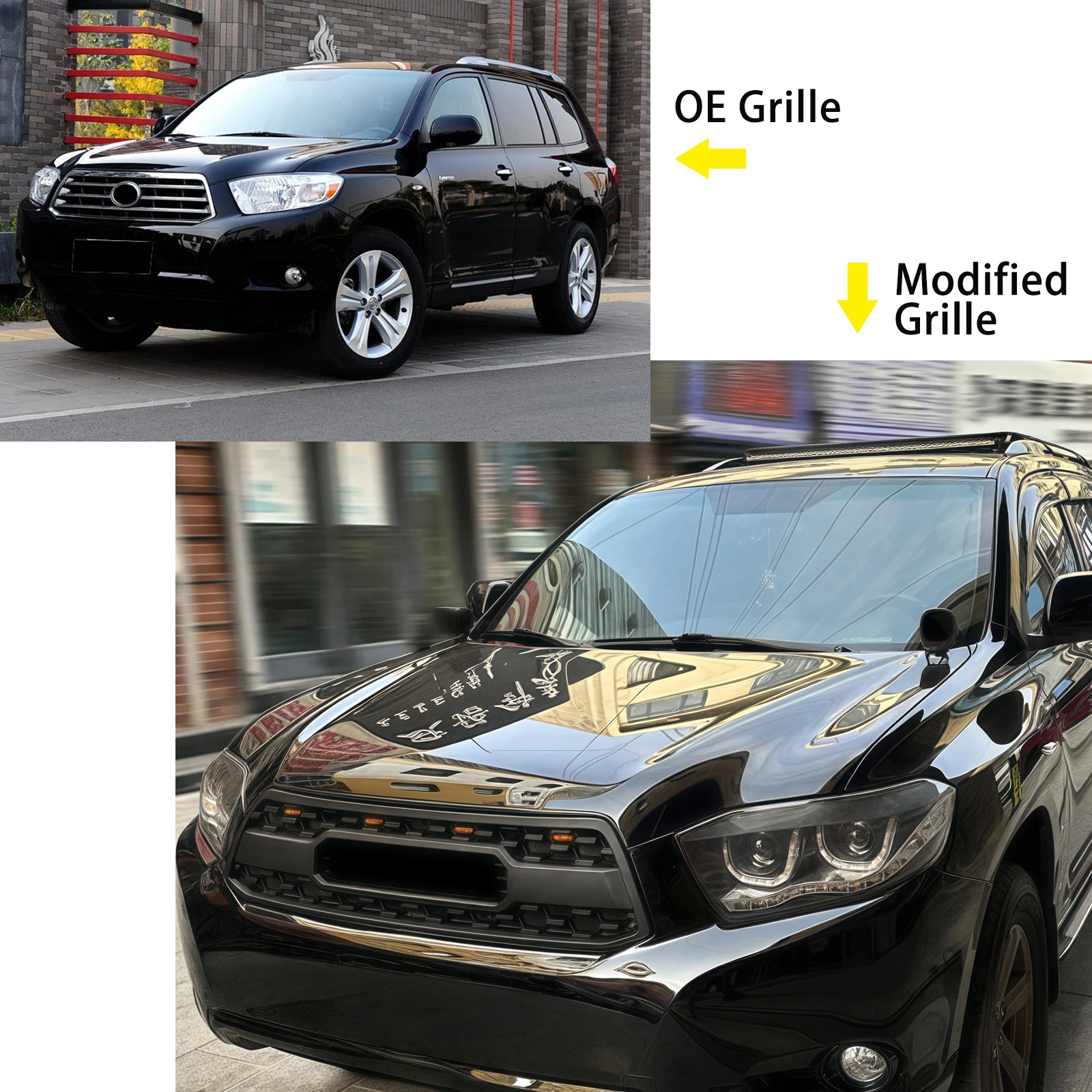 Front Grille Bumper With LED Lights Auto Parts Modified Fits For 2009 2010 2011 Toyota Highlander Racing Grills