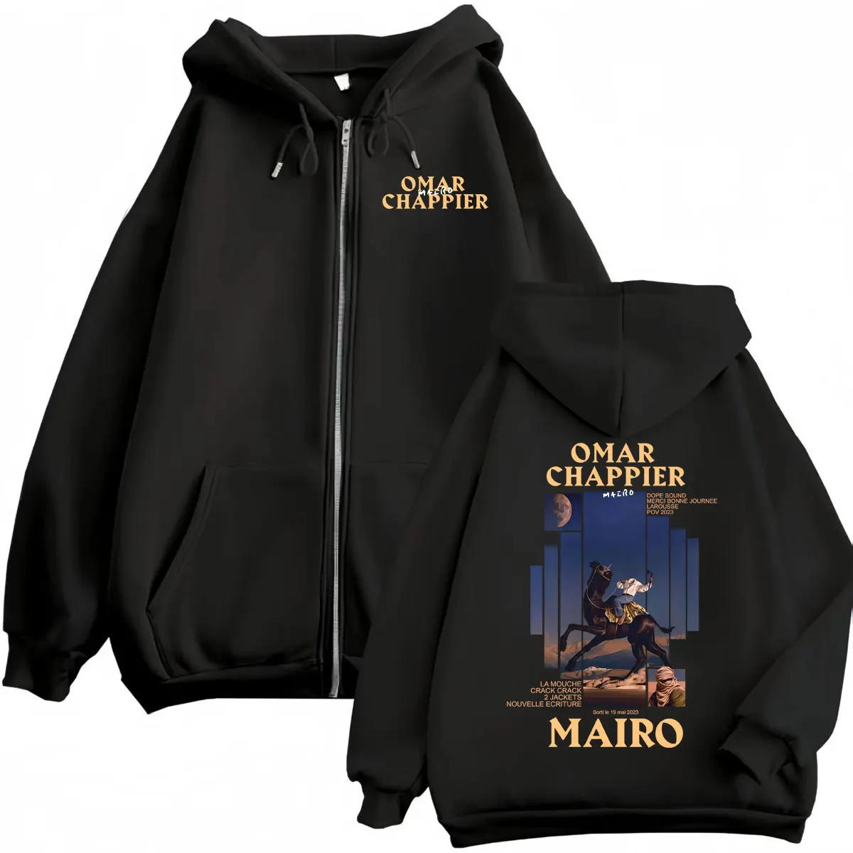 

Rapper Mairo Omar Chappier Graphic Zipper Hoodie Fashion Hip Hop Pop Music Zip Up Pullovers Men's Women Casual Loose Sweatshirts