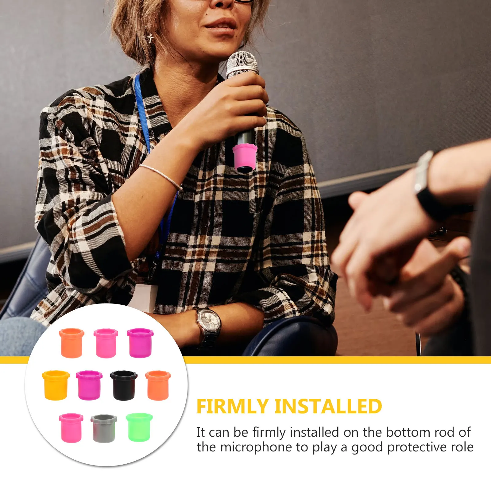

10Pcs Wireless Microphone Bottom Sleeve Durable Silicone Shock Absorption Mic Bottom Rod Protection Wireless Microphone Sleeve