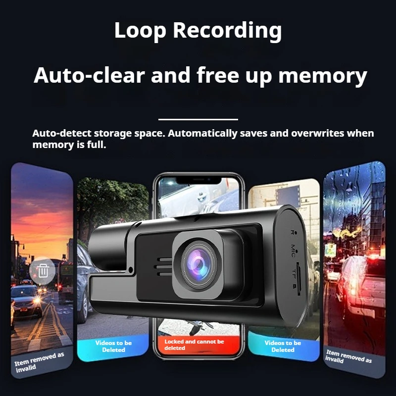 Car Driving Recorder 2 Inch High Definition Three Lens Three Recording Mobile Phone Interconnection Car Monitor