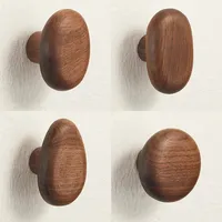 Walnut Wall Mounted Coat Hooks Home Bag Key Decoration Hook Nordic Creative Solid Wood Pebble-shaped Cabinet Door Drawer Handle