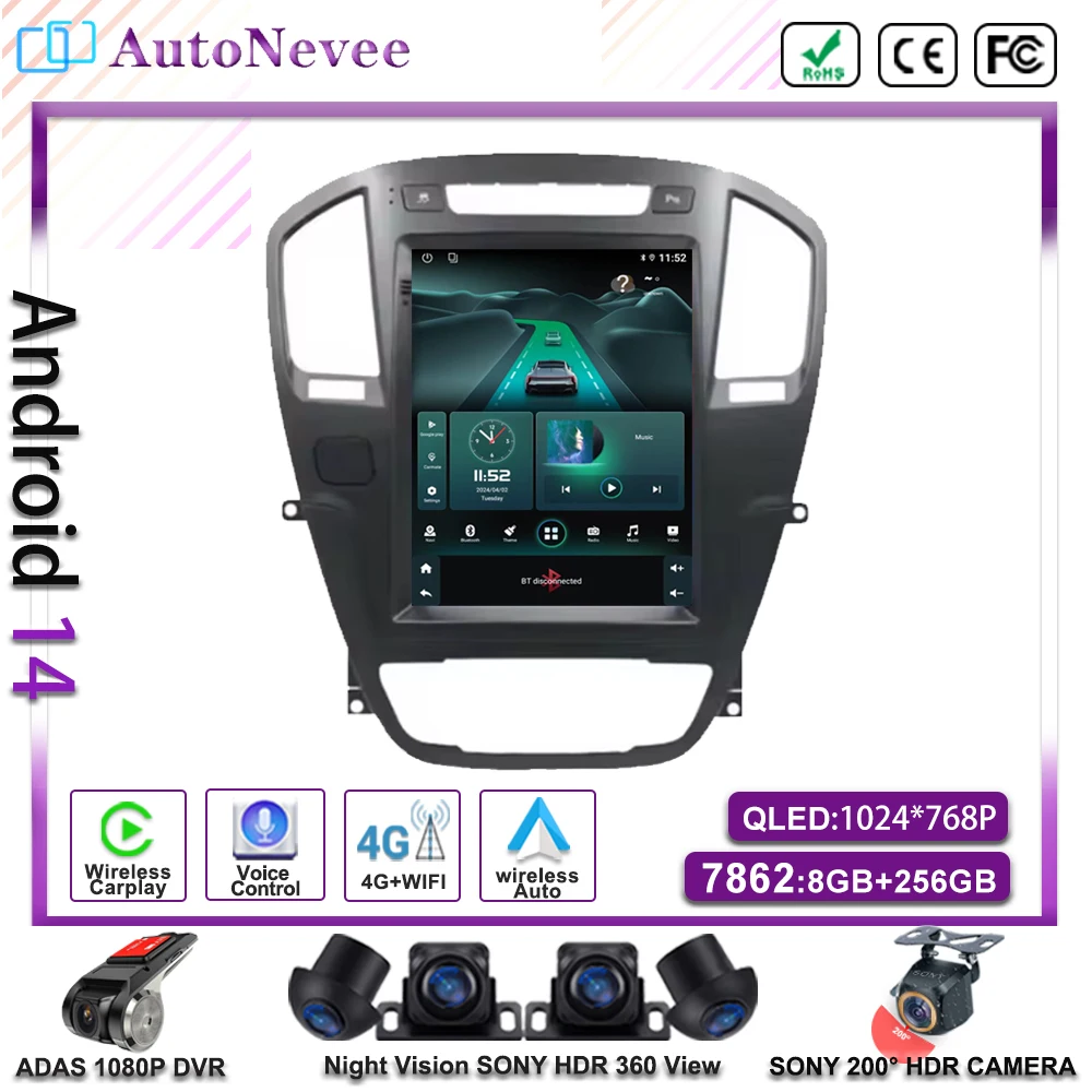 

Android 14 Car 9.7 inch For Buick Regal Opel Insignia 1 2009-2013 Auto Radio GPS Navigation Stereo Head Unit Touch Screen DVD