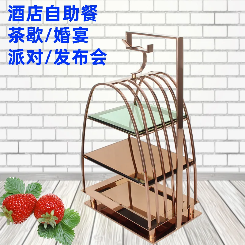 Stainless Steel Square Birdcage Dim Sum Rack Dessert   Sushi  Hotel Buffet Display  Coffee Break Conference