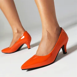 Fashion Medium Heeled Shoes Ladies Pumps Large Size Women's High Heels Red White Black White Party Office Wedding Shoes Female