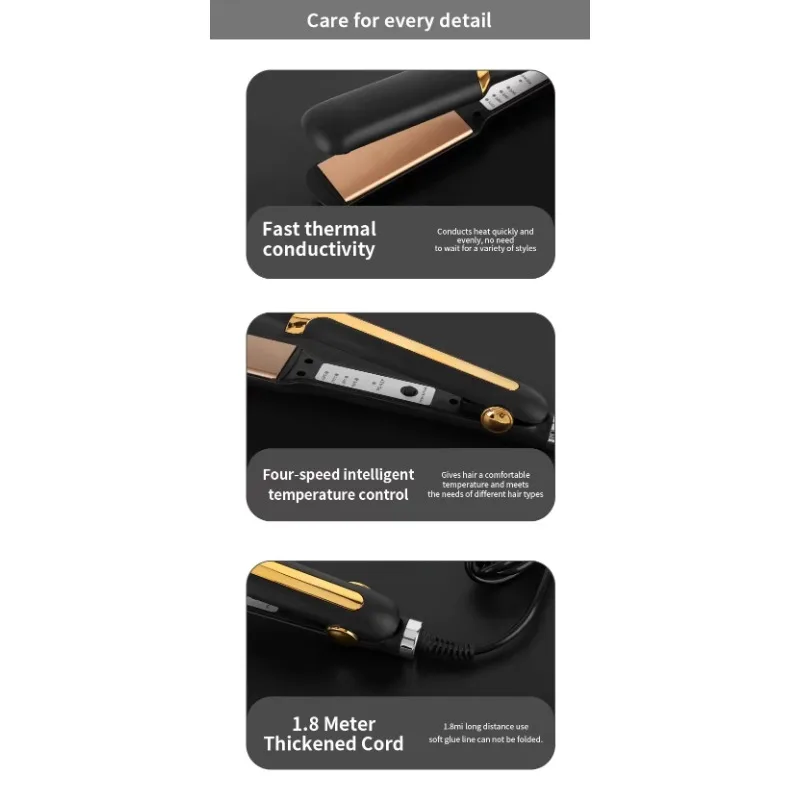Tourmaline Negative Ion Salon Rose Gold Honeysuckle Dual-purpose Hair Straightener Curling Hair Straightener