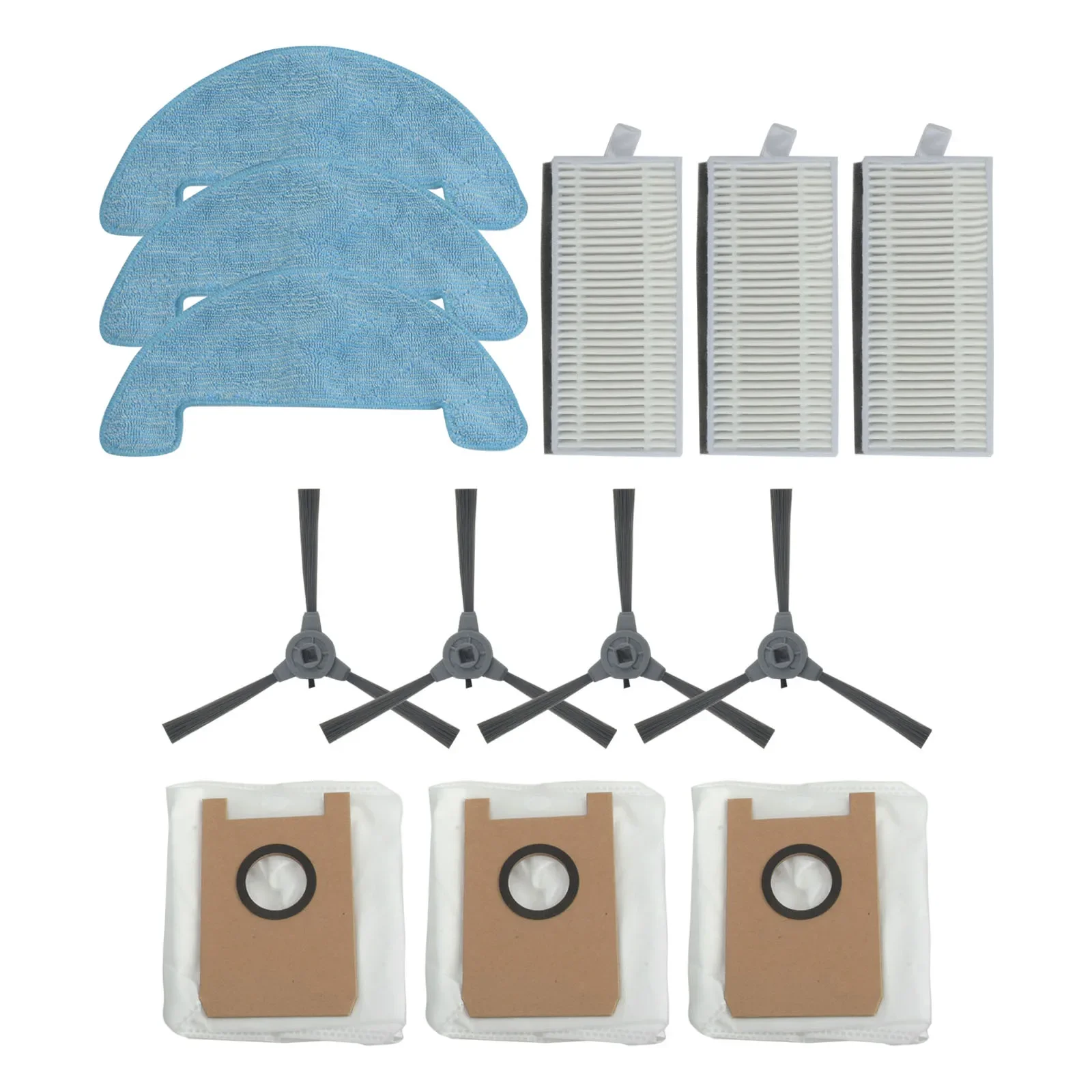 Robot Vacuum Mop Pads Set Appliance 3-in-1 Vacuum Accessories As Shown Replacement Parts Kit All-in-One Replacement Set