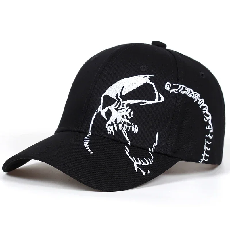 Unisex Skeleton Embroidery Baseball Caps Outdoor Adjustable Spring and Autumn Casual Sunscreen Hat