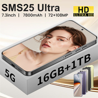 New Original SMS 25 Ultra Smartphone 7.3 HD 5G Dual Sim Cellphones Android 14 16GB+1TB Cell Phone Unlocked 7800mAh Mobile Phone