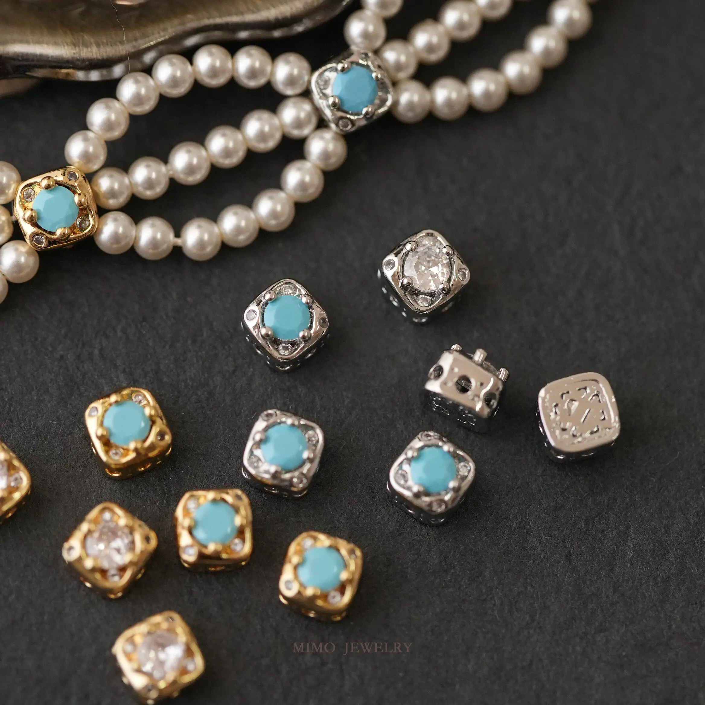 

Многослойные квадратные бусины-разделители из латуни с золотым покрытием и цирконами цвета сосновой хвои, рассыпные бусины для изготовления ювелирных изделий, аксессуары для браслетов своими руками