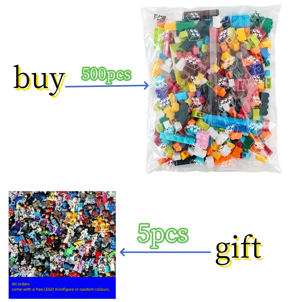 

Compatible LEGO Bulk Blocks 500pcs Gift 5pcs Figurines Children's Toys DIY Build Educational Insertion Creative both girls boys