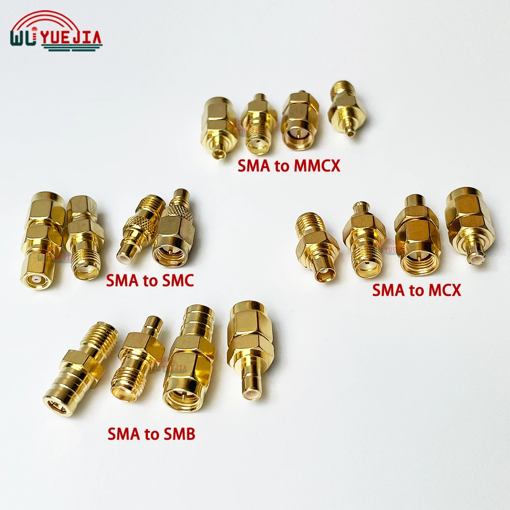 2Pcs/Lot RF Adapter SMA to SMB/SMC/MCX/MMCX Male Plug or Female Jack Straight 50 ohm RF Coaxial Connector Gold Plated Brass